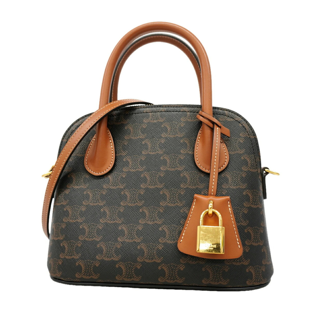 Celine Triomphe Onorin handbag, black and brown, 2-way bag for women.